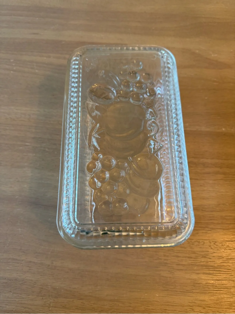 Vintage Federal Glass Refrigerator Storage Dish Ribbed w/Embossed Vegetable Lid